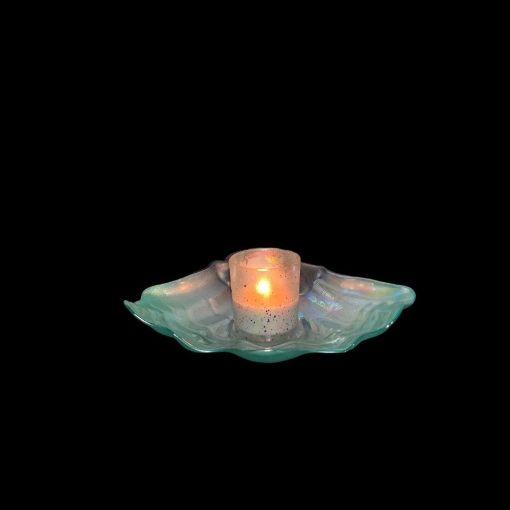 Iridescent Glass Seashell Candle Holder